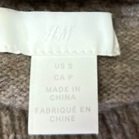 H&M Brown Wool Blend Turtleneck Long Sleeve Oversized Pullover Sweater Top Sz S - Picture 3 of 4